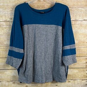 Torrid Women’s Cotton Jersey Lace Back Colorblock Varsity Stripe Tee Size 2